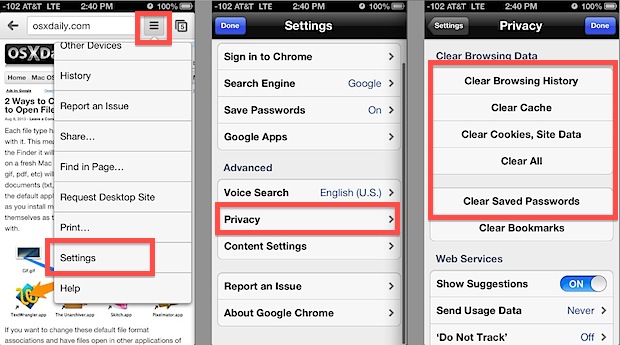 Image result for CHROME IOS clear cache